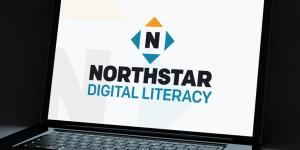 a computer with the logo for Northstar Digital Literacy on it